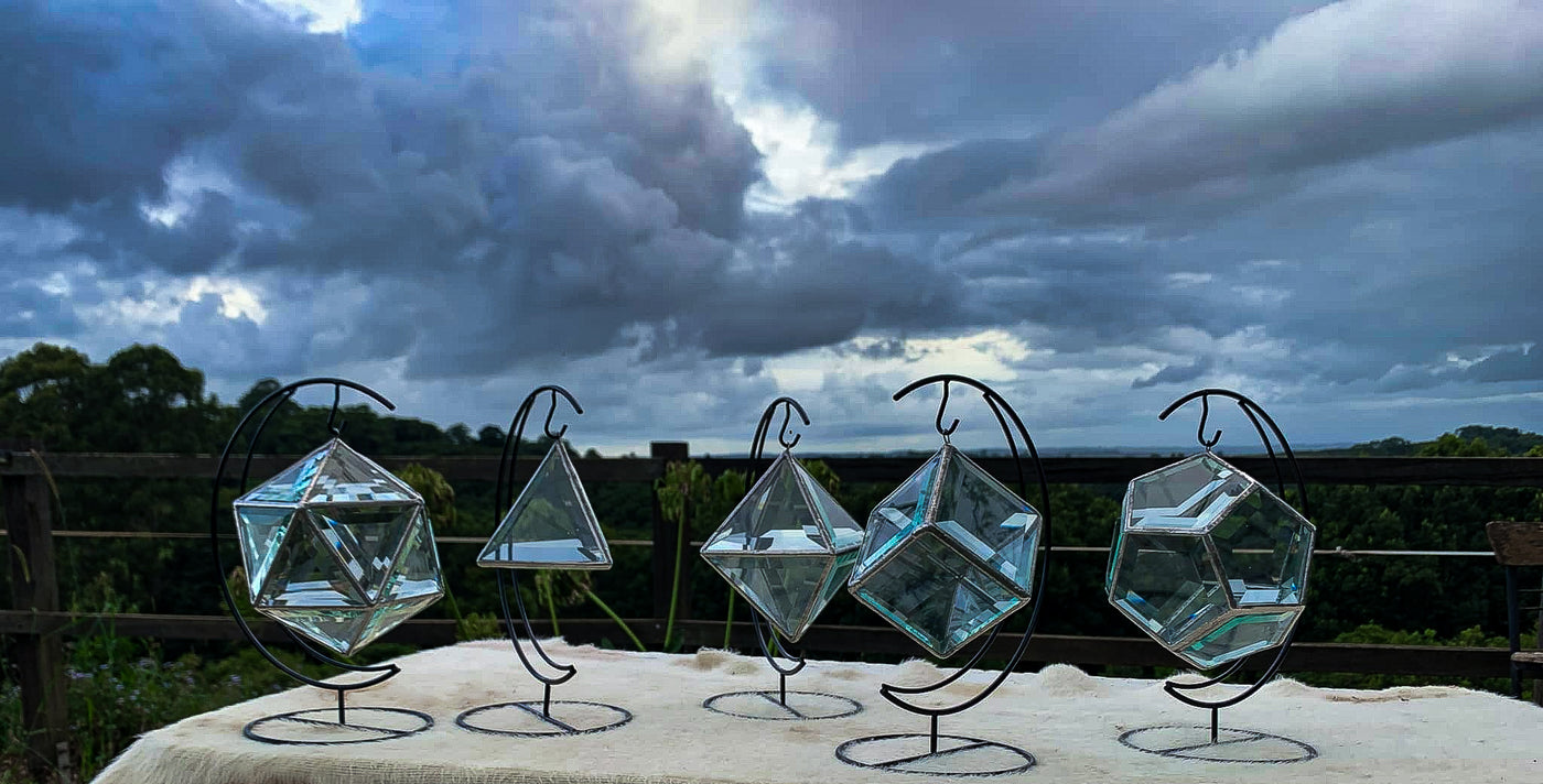 Platonic Solids - Gift Set of 5 glass sculptures