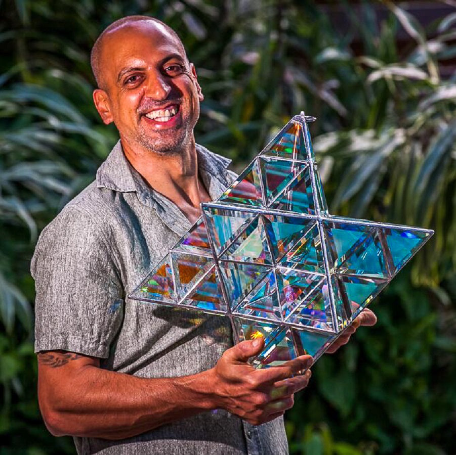 Large Merkaba Glass Sculpture - Dichroic Glass