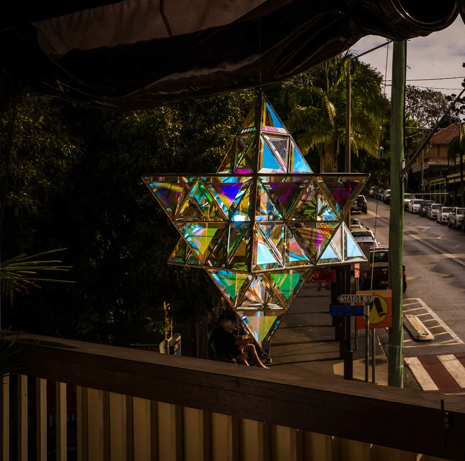 Large Merkaba Glass Sculpture - Dichroic Glass