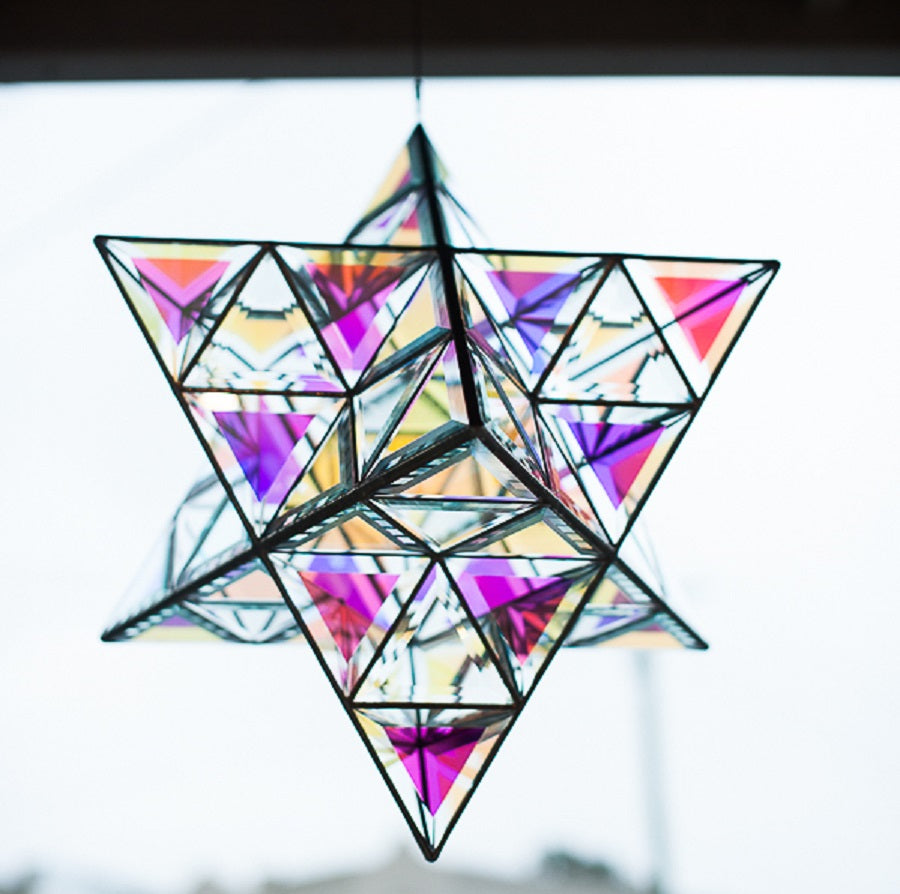 Large Merkaba Glass Sculpture - Dichroic Glass