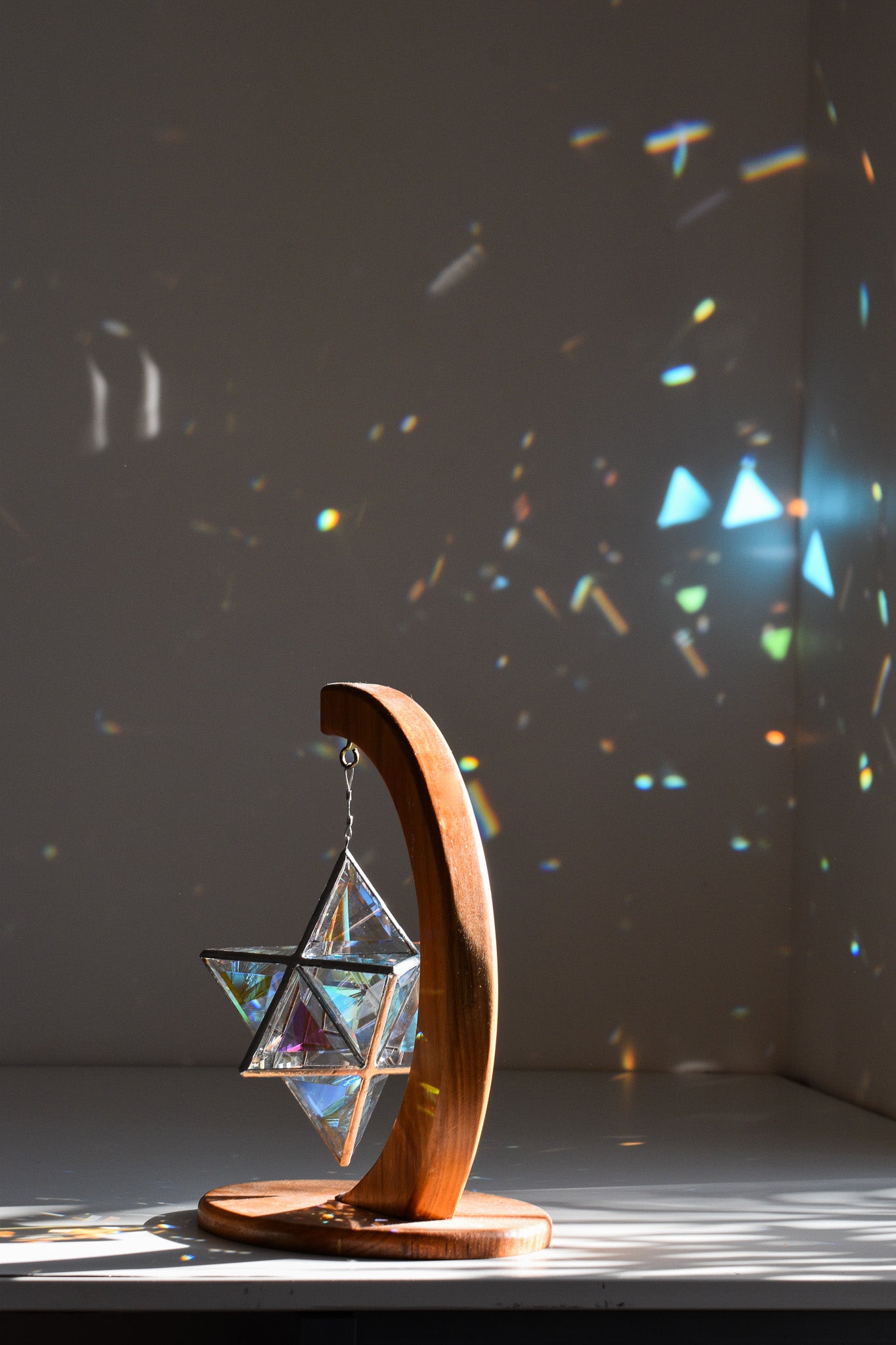 Dichroic Merkaba and Half Moon Stand Package - Free Shipping