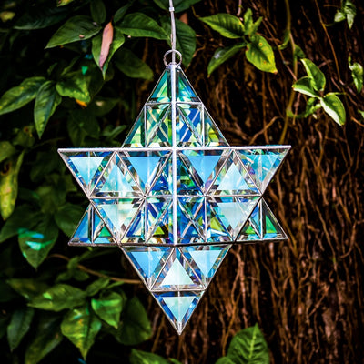 Large Merkaba Glass Sculpture - Dichroic Glass